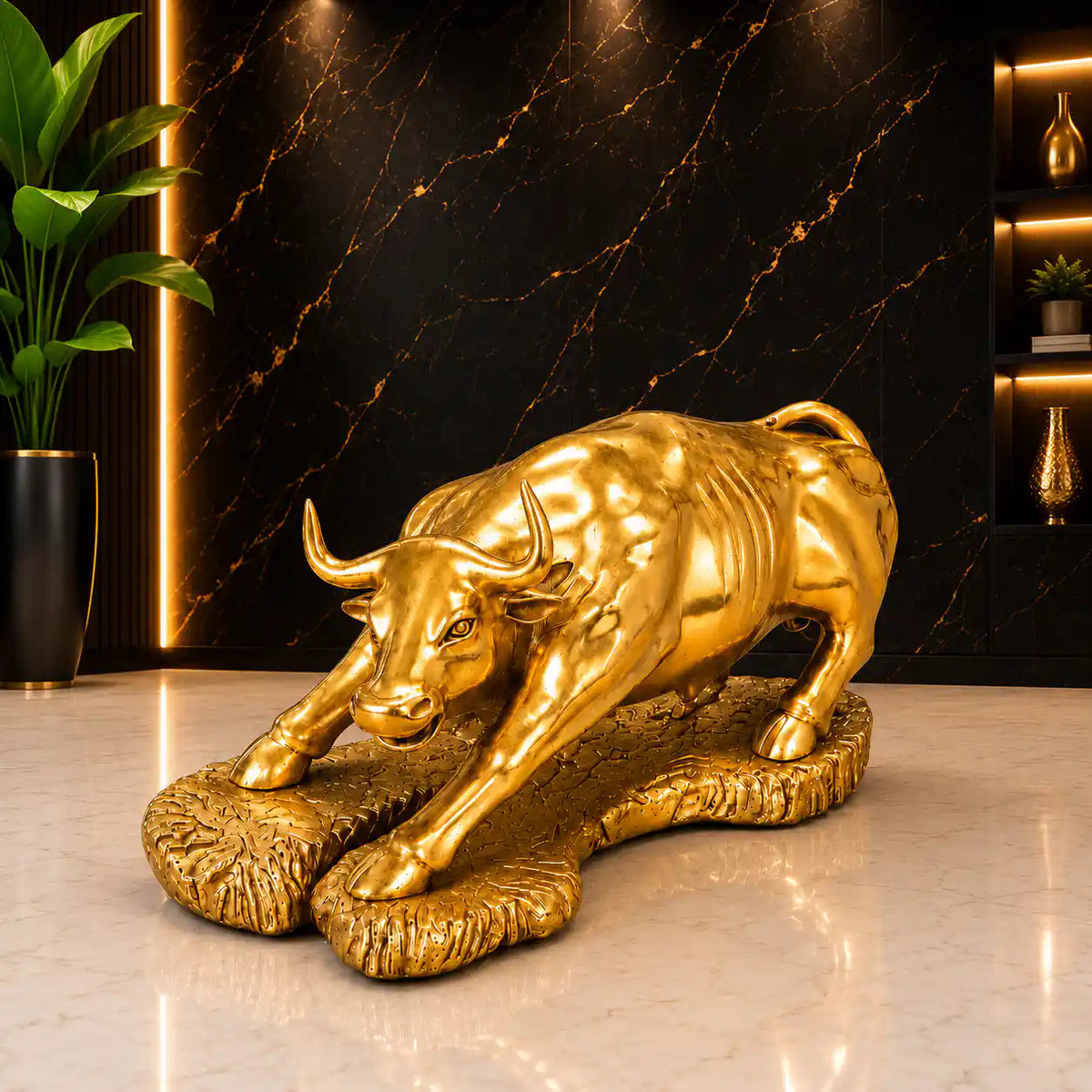 Brass Decorative Bull Statue (15 Inch)
