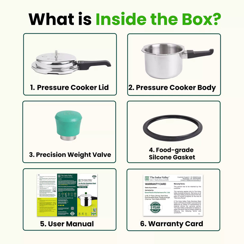 RapidCuk Tri-ply Stainless Steel Pressure Cooker, Premium Quality, 3 Layer Thick Body, Heavy Bottom, 100% Safe, ISI Certified, 5 Yr Warranty, Induction & Gas, 2/3/5L