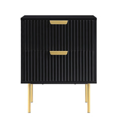 Velin Ridged 2 Drawer Bedside Table