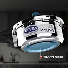 Ultra Triply Krono Pressure Cooker 5.5 Litre | Whistle Counter | Spillage Control | AISI 304 Food Grade Stainless Steel Cooker | 5 Years Warranty | 1.2 MM Lid Thickness | Induction Compatible