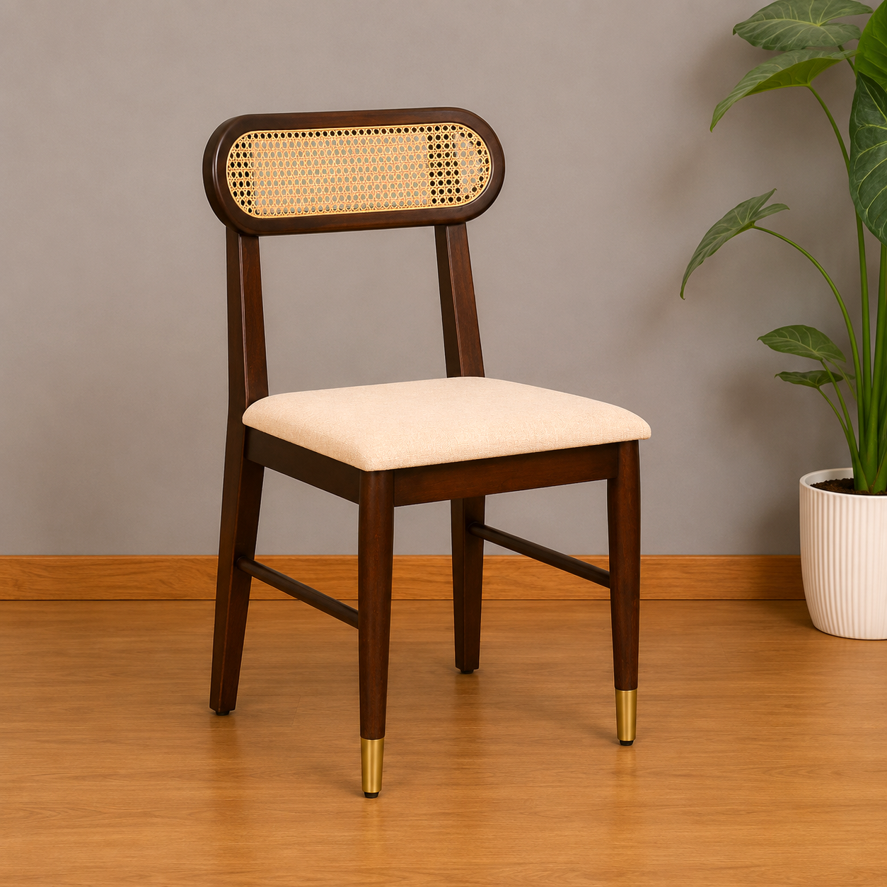 Ashton Solid Wood Rattan Cane Chair Set Of 2