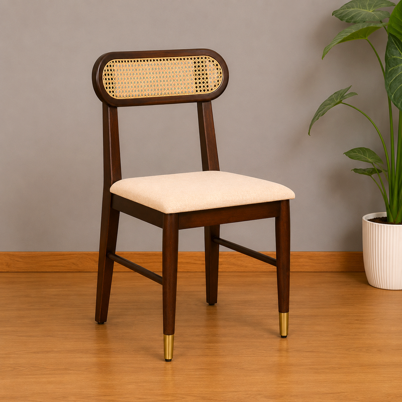 Ashton Solid Wood Rattan Cane Chair Set Of 2