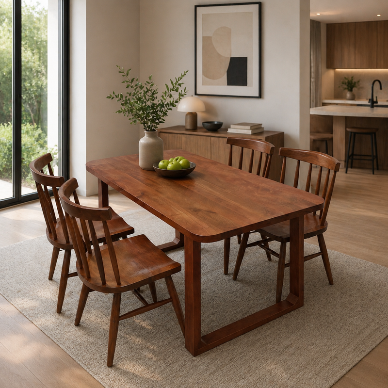 Elegant Solid Wood 4 Seater Dining Table Set with Chair