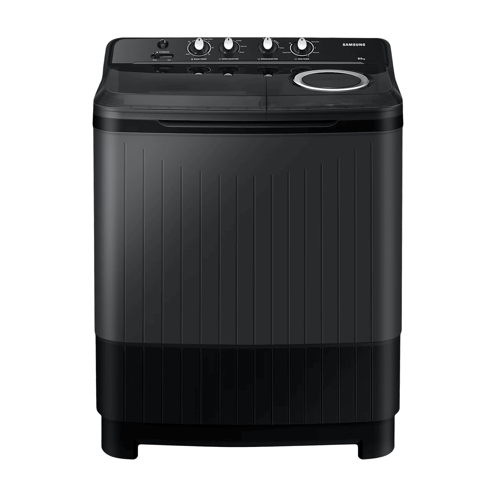 SAMSUNG 8.5 kg 5 Star Semi Automatic Washing Machine with Air Turbo Drying System (WT85B4200GD/TL, Dark Grey)