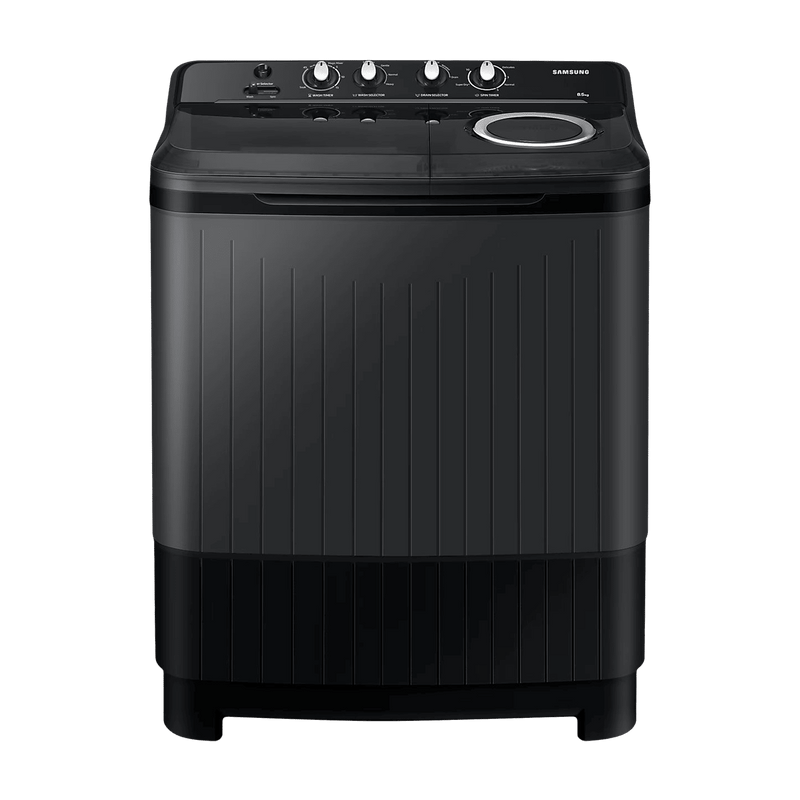 SAMSUNG 8.5 kg 5 Star Semi Automatic Washing Machine with Air Turbo Drying System (WT85B4200GD/TL, Dark Grey)
