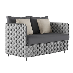 Fepel Outdoor Garden Balcony Sofa Set 2 Seater, 2 Single seater and 1 Center Table Set, Braid & Rope (Grey)