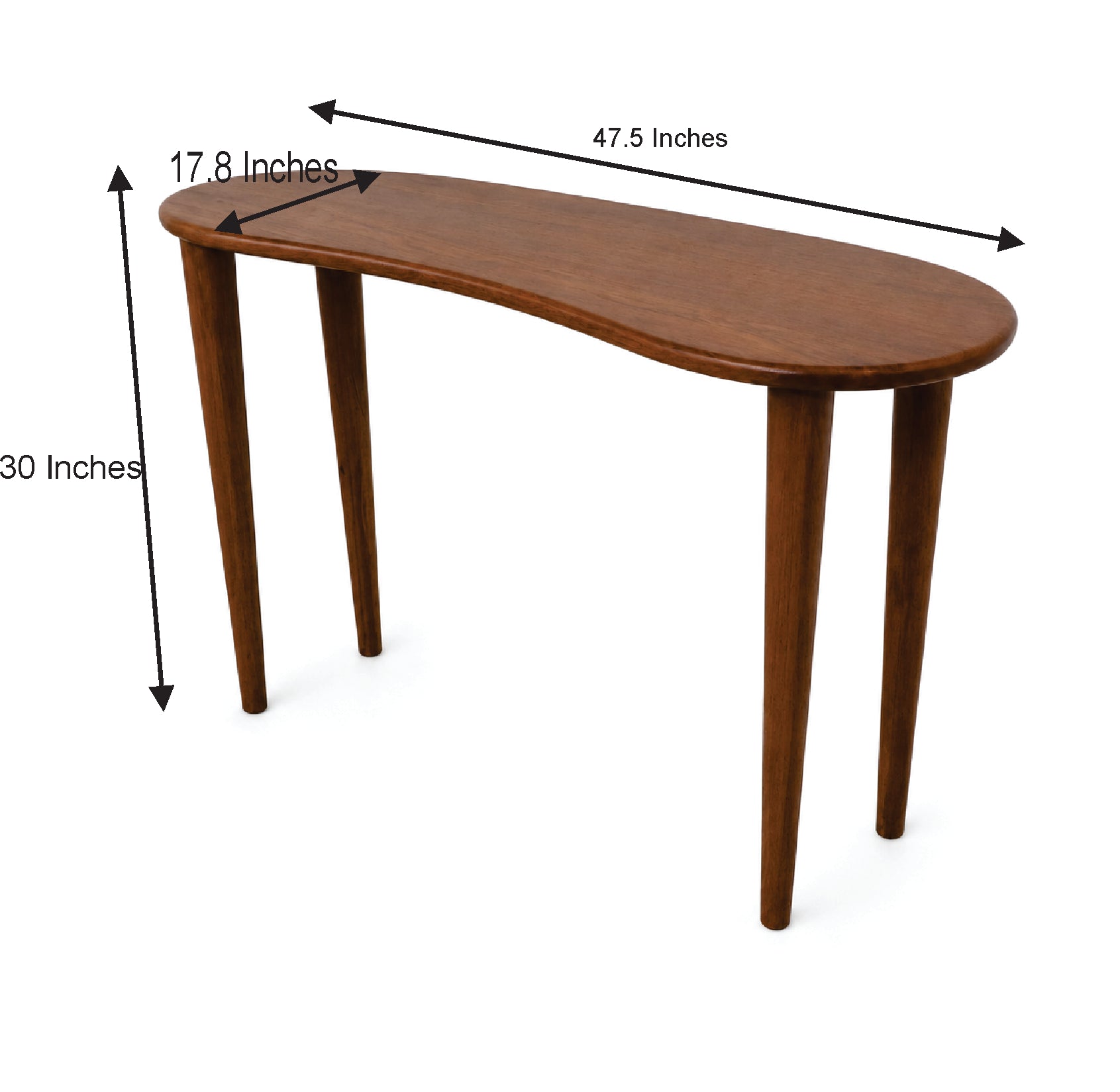 Mid-Century Modern Curved Wooden Console Table