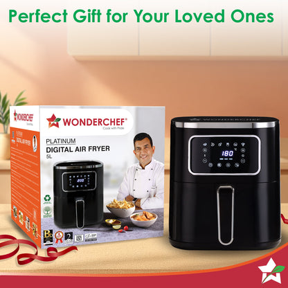 Platinum Digital Air Fryer | 5L | Rapid Air Technology | 7 Pre-Set Menu Options | Temperature and Time Control | Digital Interface | Chrome Finish | 1 Year Warranty