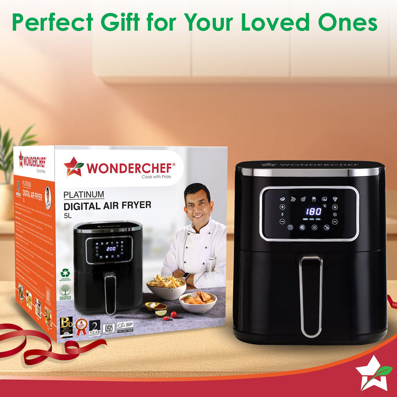 Platinum Digital Air Fryer | 5L | Rapid Air Technology | 7 Pre-Set Menu Options | Temperature and Time Control | Digital Interface | Chrome Finish | 1 Year Warranty
