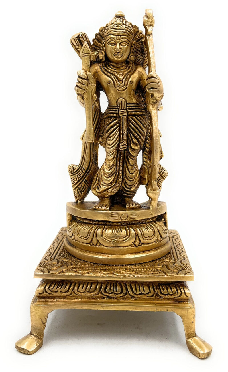 Premium Brass Sri Ram Idol, Shree Rama Statue for Home Temple & Pooja, Handmade Kodanda Rama Murti,Gold, 8 Inch, 1 Piece