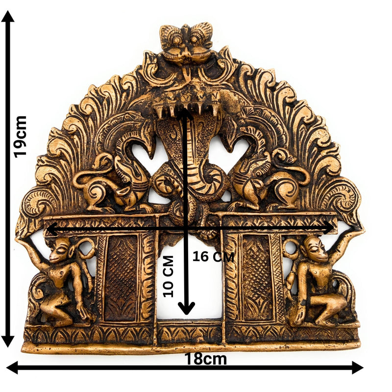 Bhunes Brass Prabhavali with Sheshnag – Traditional Arch Frame Wall Hanging for Temple, Pooja Mandir, God Idol Frame, Prabhawal Decor, Gold, 7.5 Inch, 1 Piece