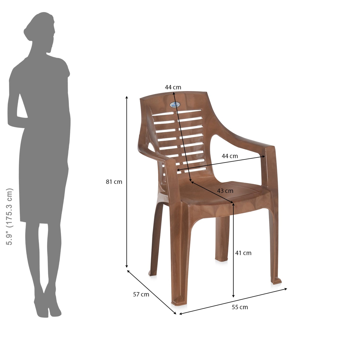 Nilkamal CHR6020 Plastic Arm Chair (Pear Wood)