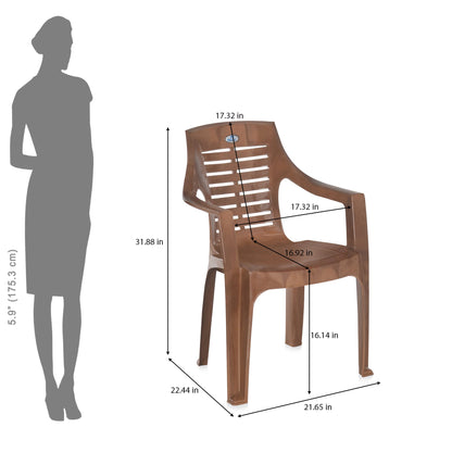 Nilkamal CHR6020 Plastic Arm Chair (Pear Wood)