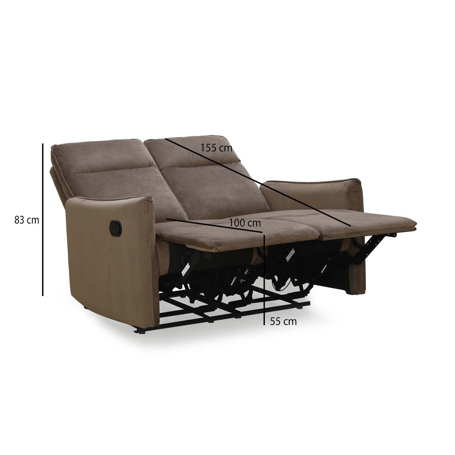 Nilkamal Carlton 2 Seater Manual Recliner (Light Brown)
