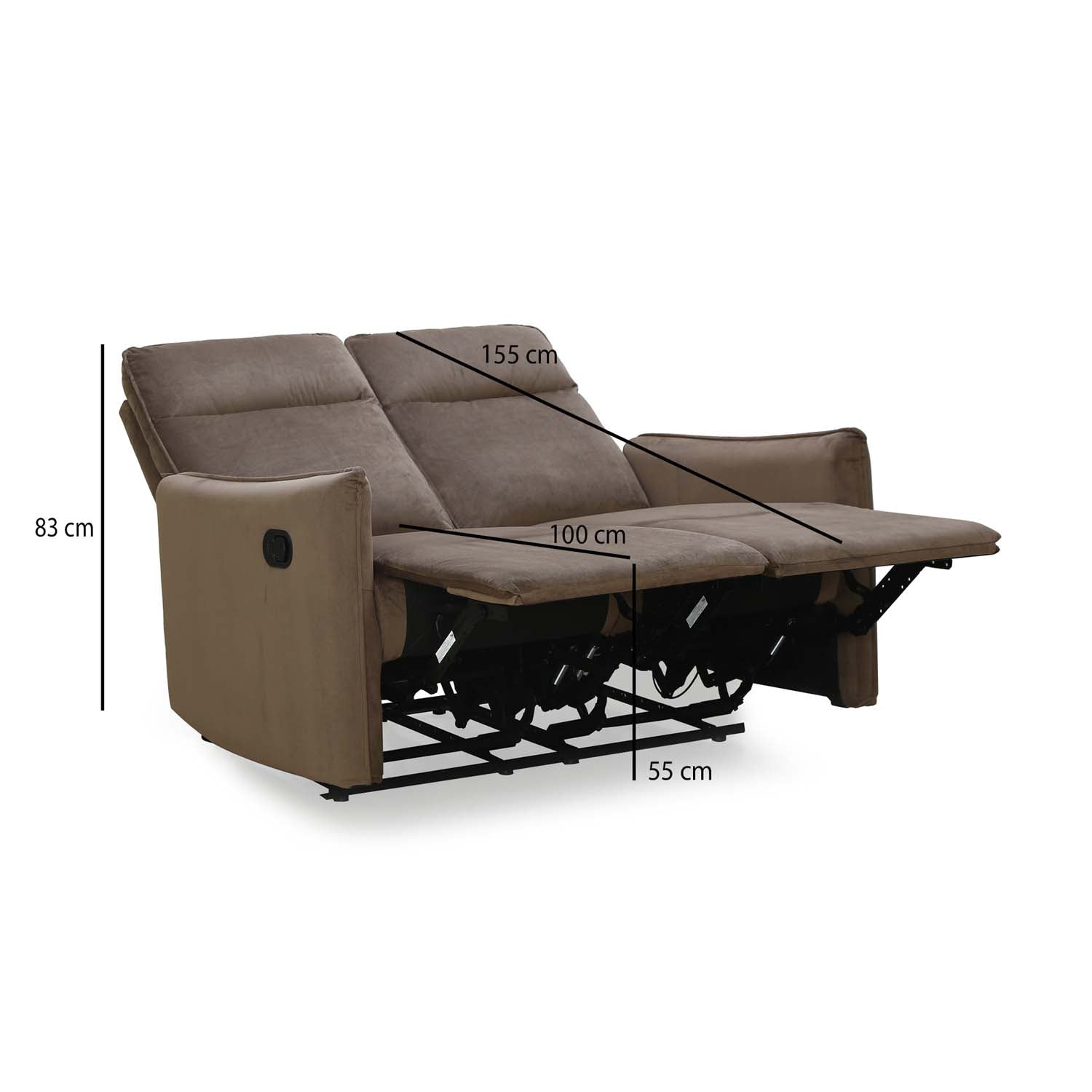 Nilkamal Carlton 2 Seater Manual Recliner (Light Brown)