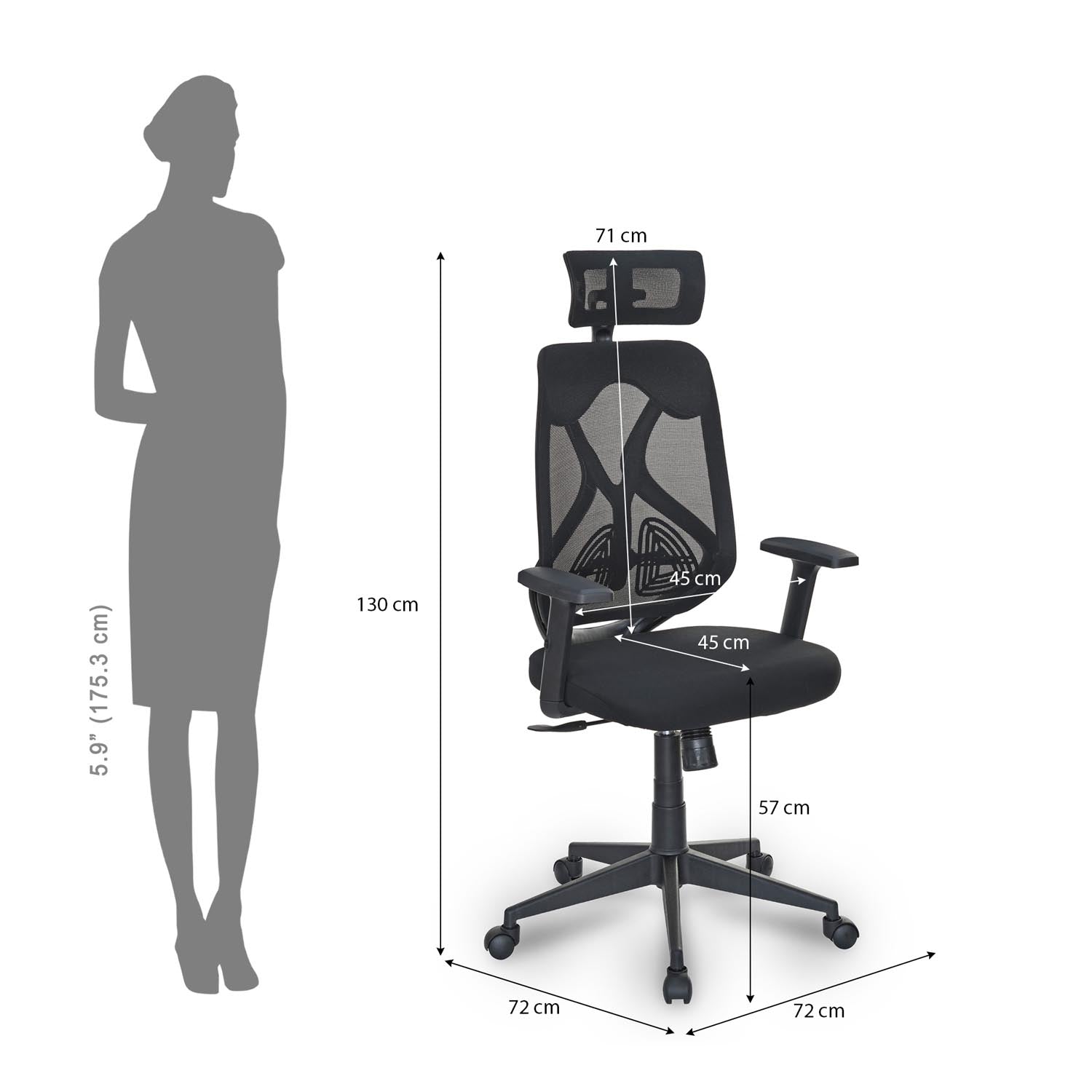 Nilkamal Verona High Back Office Chair (Black)