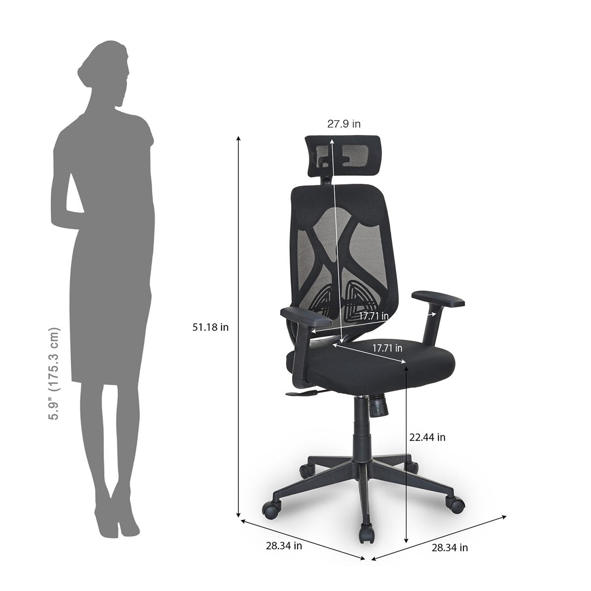 Nilkamal Verona High Back Office Chair (Black)