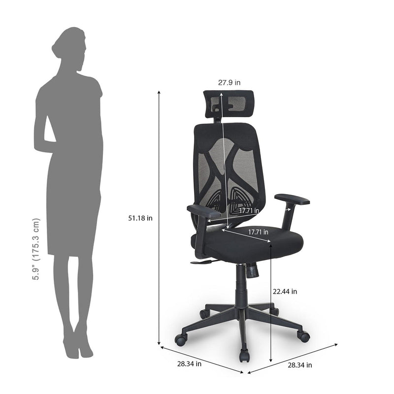 Nilkamal Verona High Back Office Chair (Black)