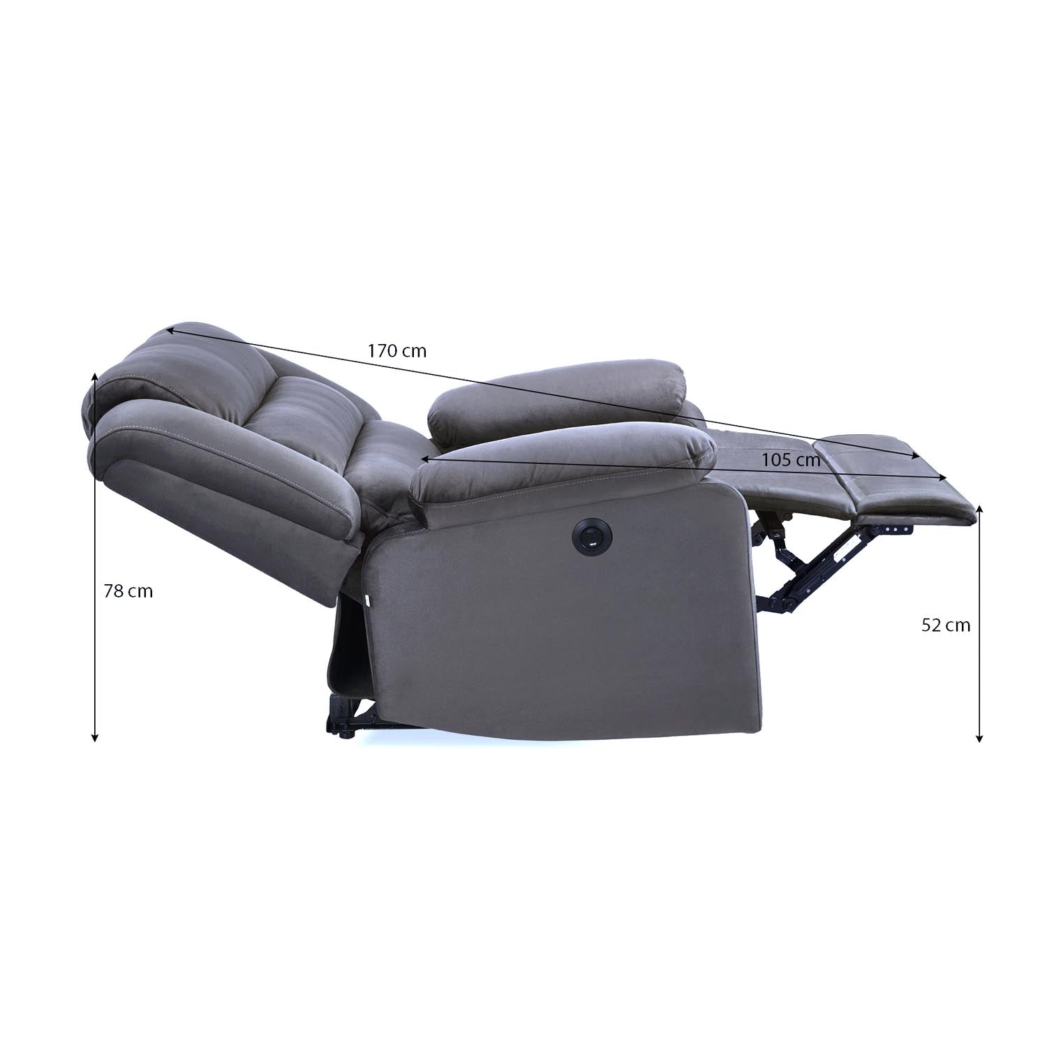 Nilkamal Sierra 1 Seater Electric Recliner Sofa (Brown)