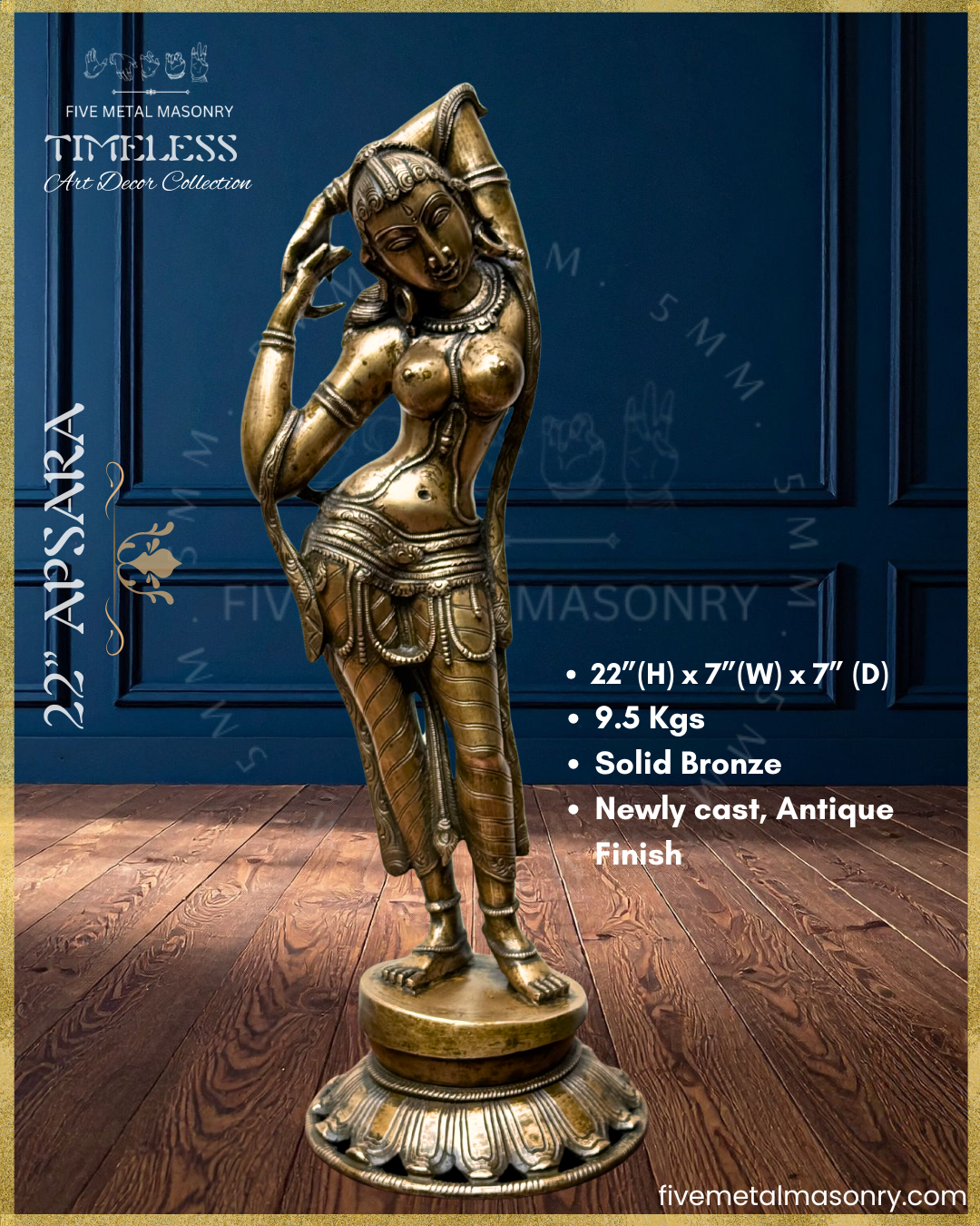 Apsara  Panchaloha Bronze Icon - 22"- Timeless Collection