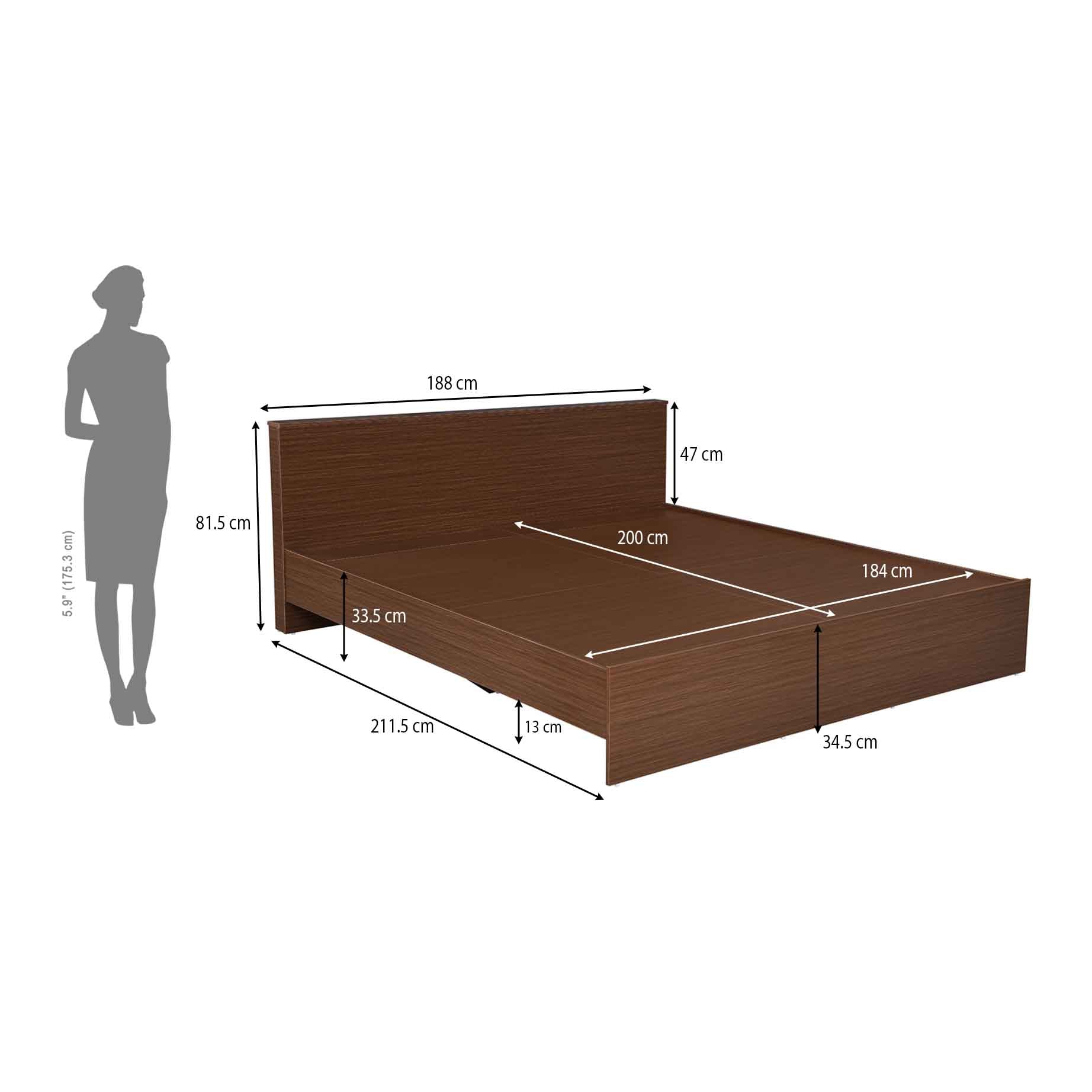Nilkamal Arthur Plus King Bed (Legno Oak Dark)
