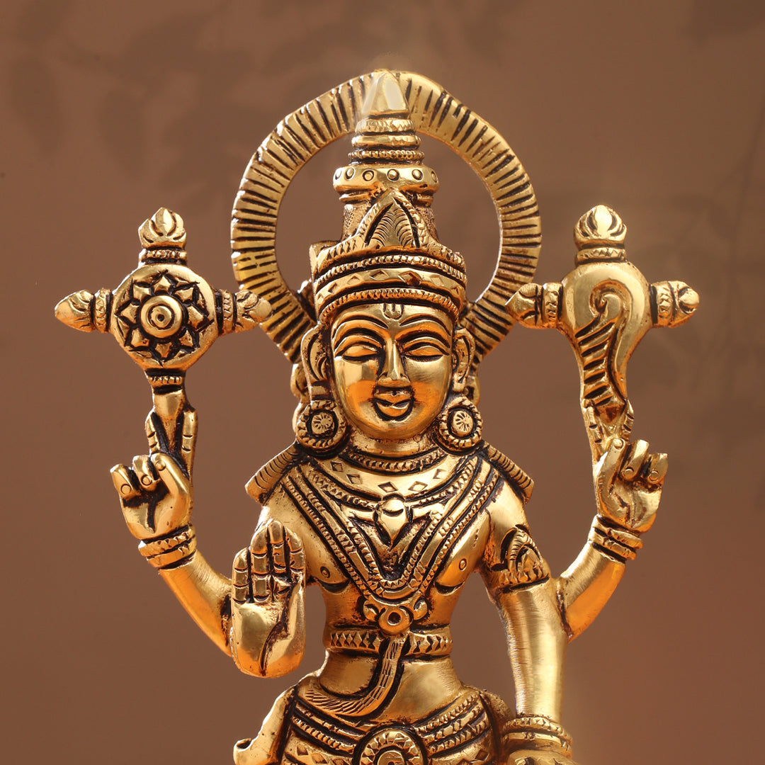 Brass Standing Vishnu Lakshmi Set (10.5 Inch)