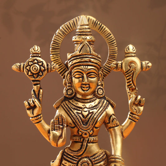 Brass Standing Vishnu Lakshmi Set (10.5 Inch)