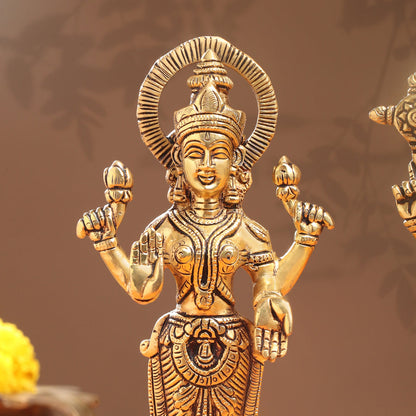 Brass Standing Vishnu Lakshmi Set (10.5 Inch)
