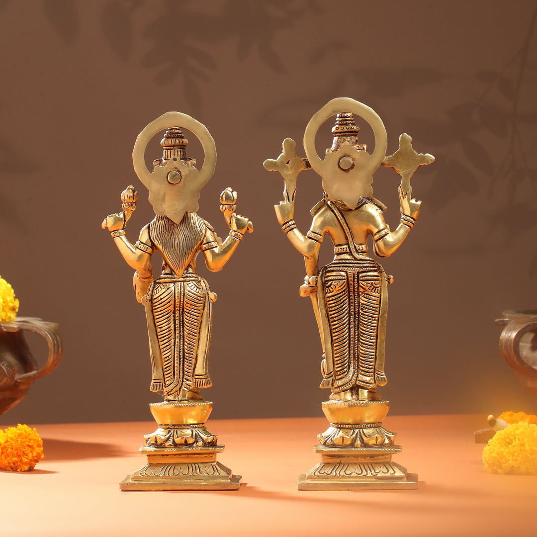 Brass Standing Vishnu Lakshmi Set (10.5 Inch)