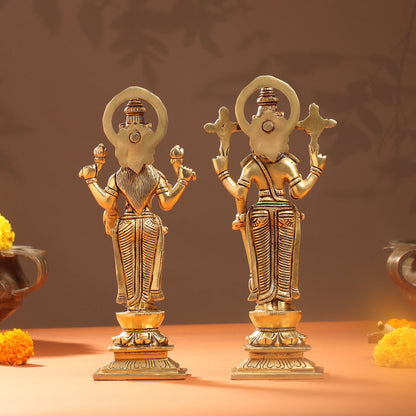 Brass Standing Vishnu Lakshmi Set (10.5 Inch)