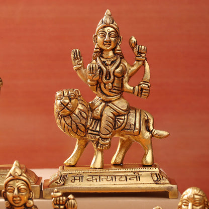 Brass Navdurga Idols Set (4.8 Inch)