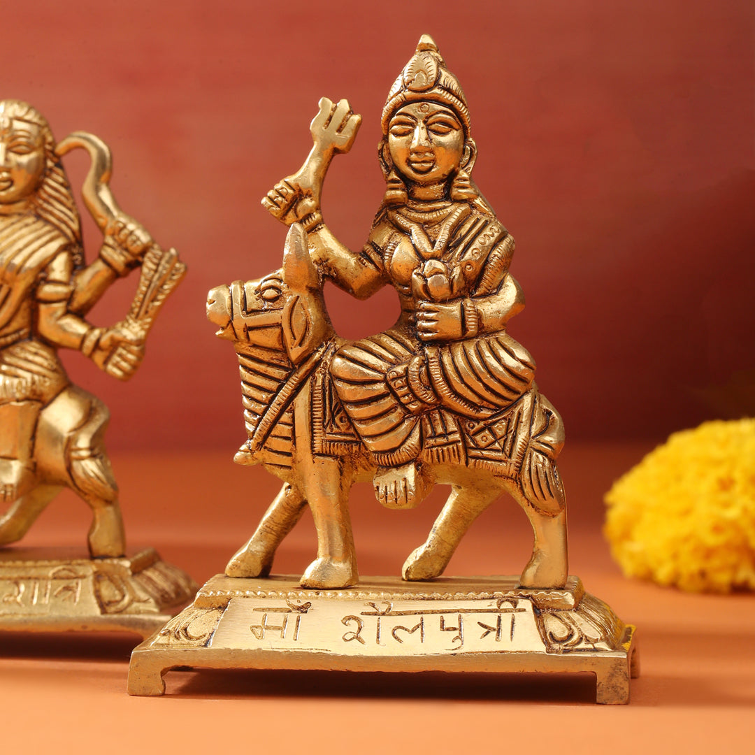 Brass Navdurga Idols Set (4.8 Inch)