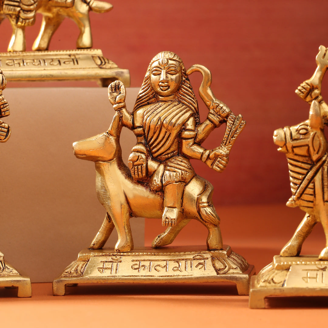 Brass Navdurga Idols Set (4.8 Inch)