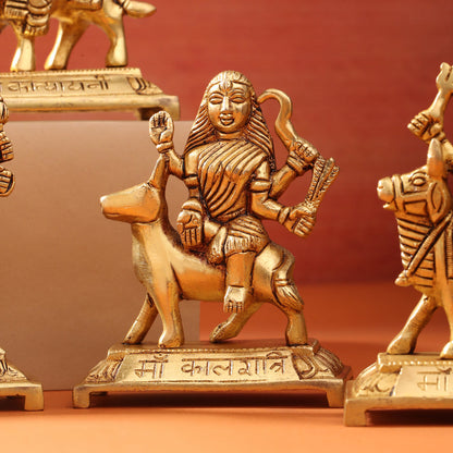 Brass Navdurga Idols Set (4.8 Inch)
