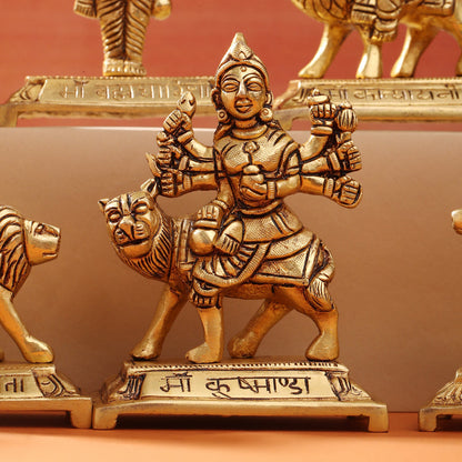 Brass Navdurga Idols Set (4.8 Inch)