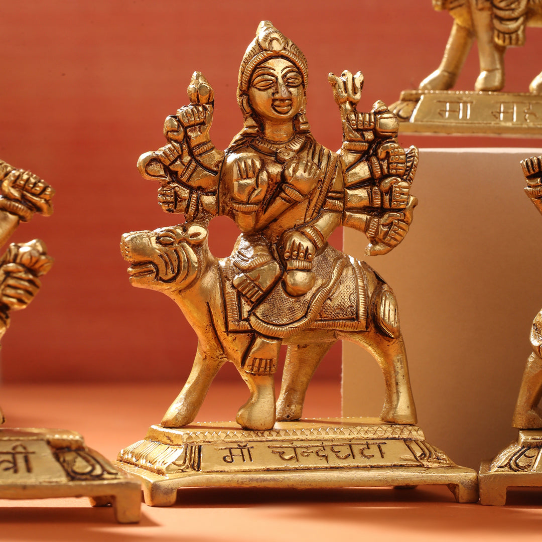 Brass Navdurga Idols Set (4.8 Inch)