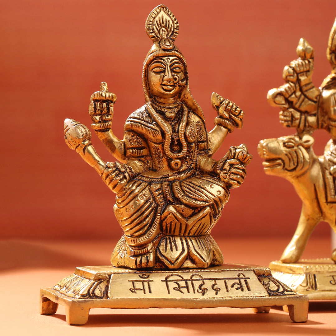 Brass Navdurga Idols Set (4.8 Inch)