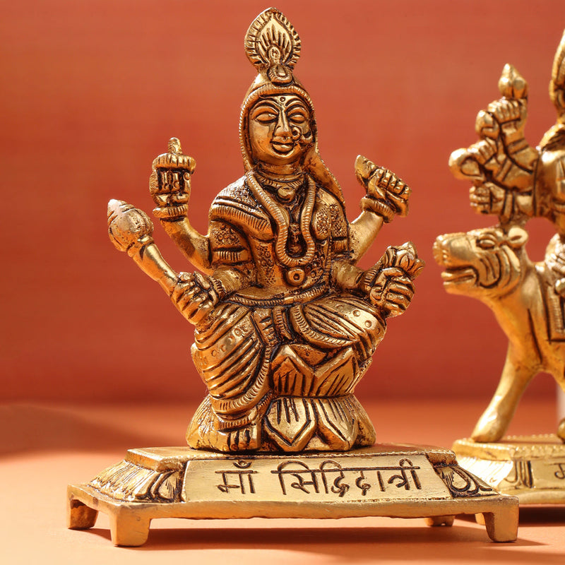 Brass Navdurga Idols Set (4.8 Inch)