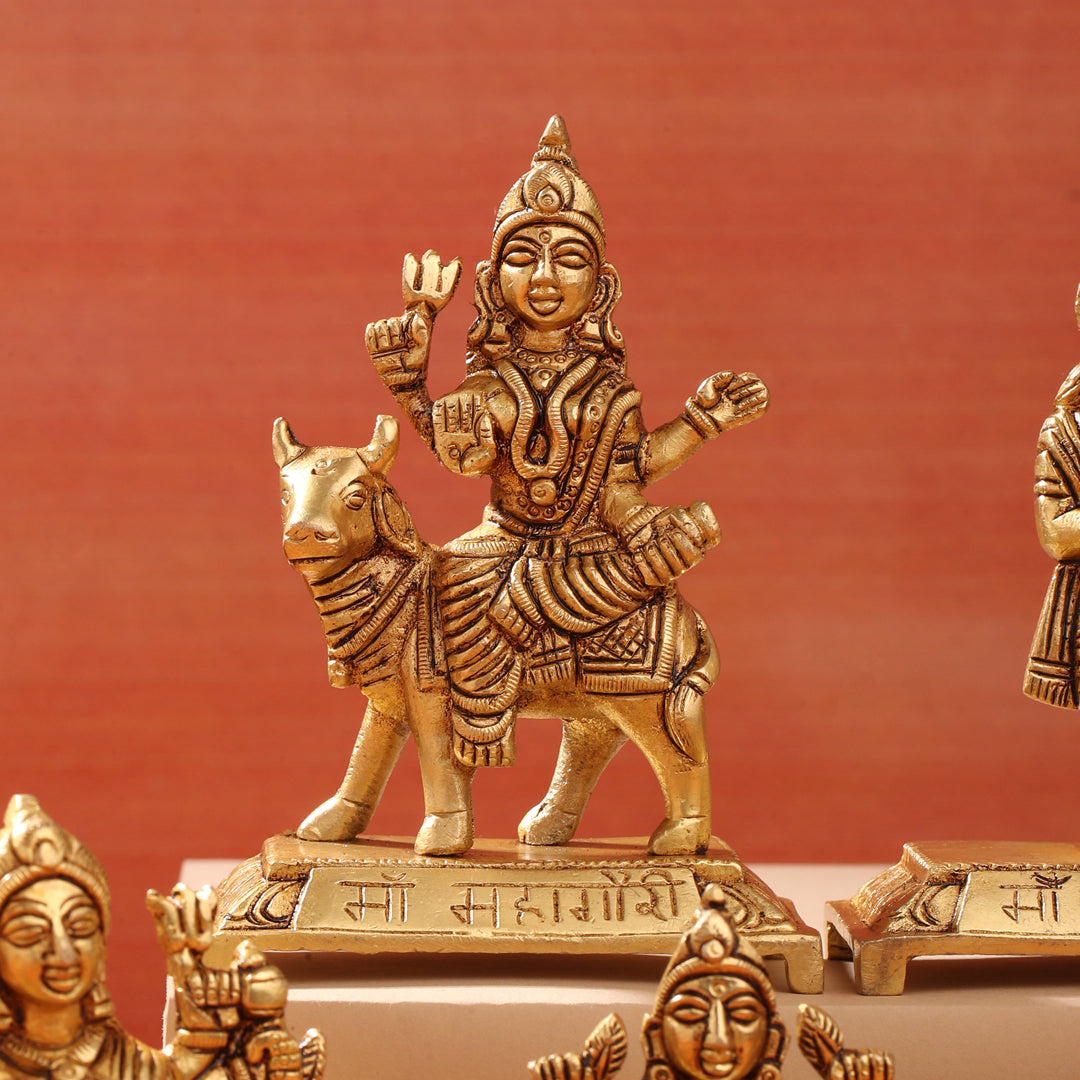 Brass Navdurga Idols Set (4.8 Inch)