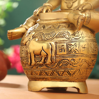 Brass Laddu Gopal With Kalash Idol (14.5 Inch)