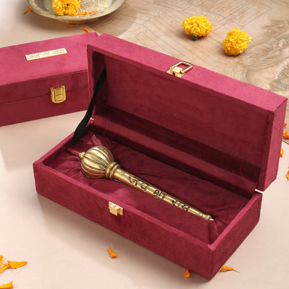 Brass Handcrafted Hanuman Mace/Gada – Strength & Devotion (3 Sizes)