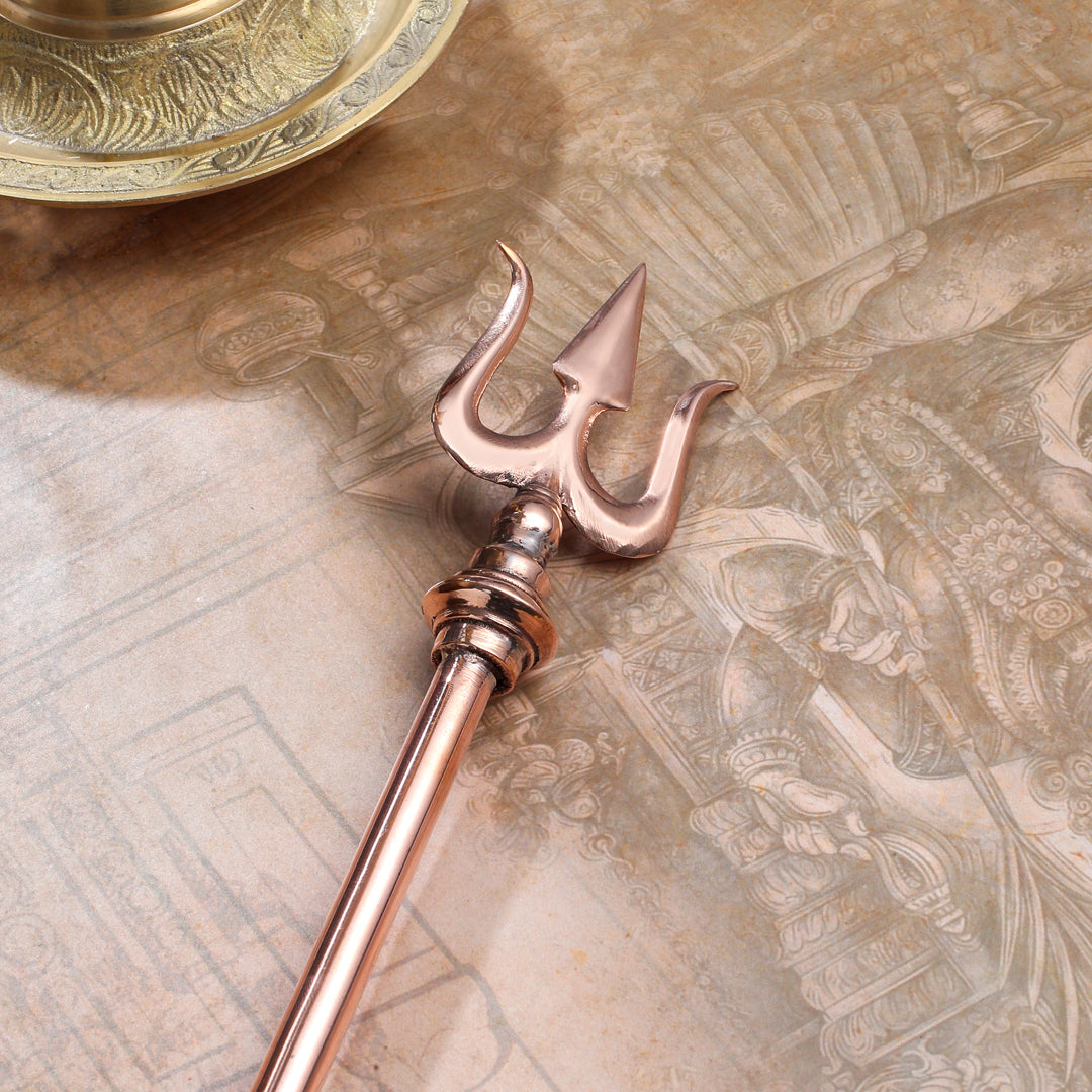 Copper Trishul | Handcrafted Symbol of Lord Shiva for Home & Temple