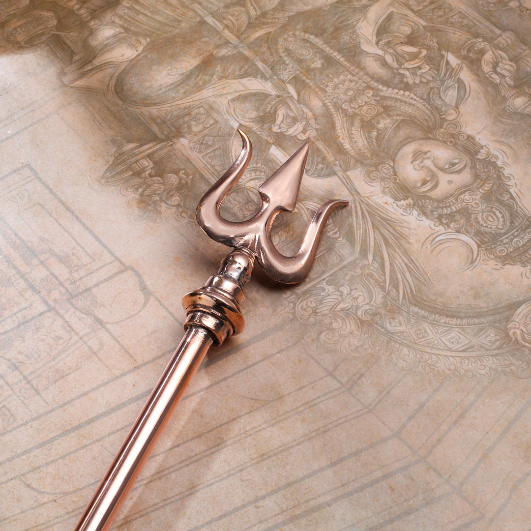 Copper Trishul | Handcrafted Symbol of Lord Shiva for Home & Temple