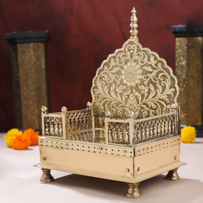 Handcrafted Brass Singhasan with Dome for Laddu Gopal