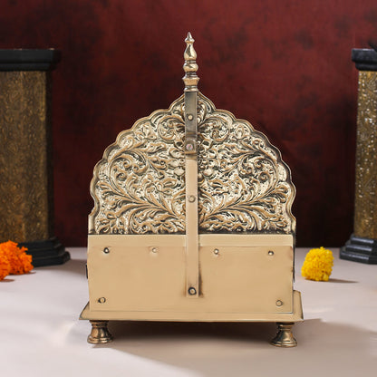 Handcrafted Brass Singhasan with Dome for Laddu Gopal
