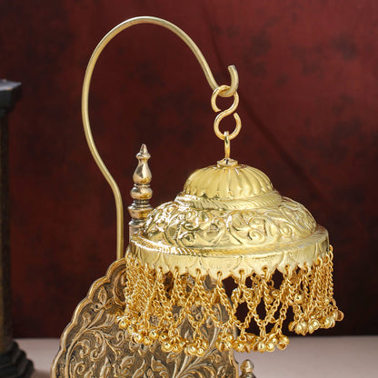 Handcrafted Brass Singhasan with Dome for Laddu Gopal