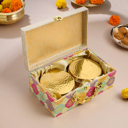 Brass Ladoo Box Gift Hamper (2 Inch)