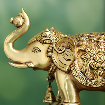 Brass Decorative Elephant Statue – Symbol of Strength, Wisdom & Prosperity (9.5 Inch)