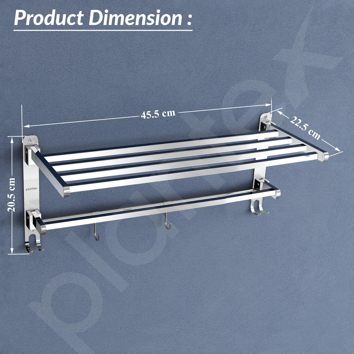 Plantex Towel Rack for Bathroom/Stainless Steel Towel Bar/18 Inch Towel Holder with Towel Rod/Bathroom Accessories - Pack of 2 (Chrome)-4