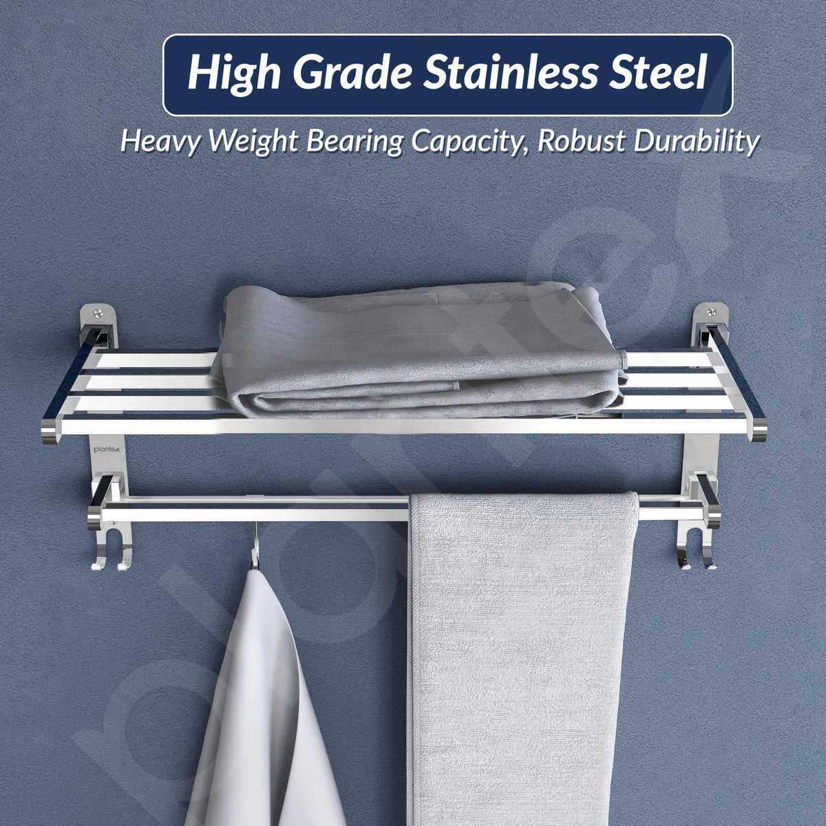 Plantex Towel Rack for Bathroom/Stainless Steel Towel Bar/18 Inch Towel Holder with Towel Rod/Bathroom Accessories - Pack of 2 (Chrome)-2
